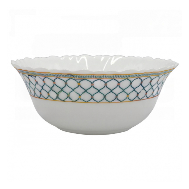 Set 6 Boluri Salata Selina Green Opal Alb cu Model Verde 17cm DNC63071