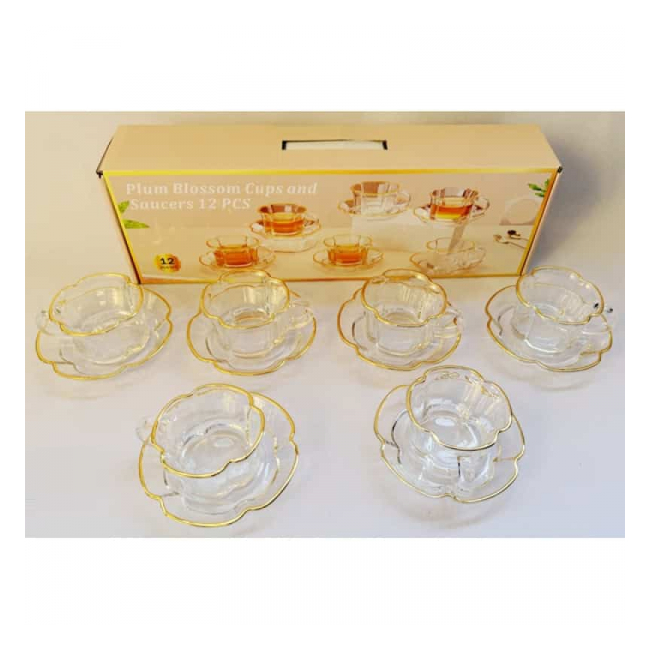 Set 6 Cani Ceai 180ml si 6 Farfurioare Sticla Wei A16491 DNC68093