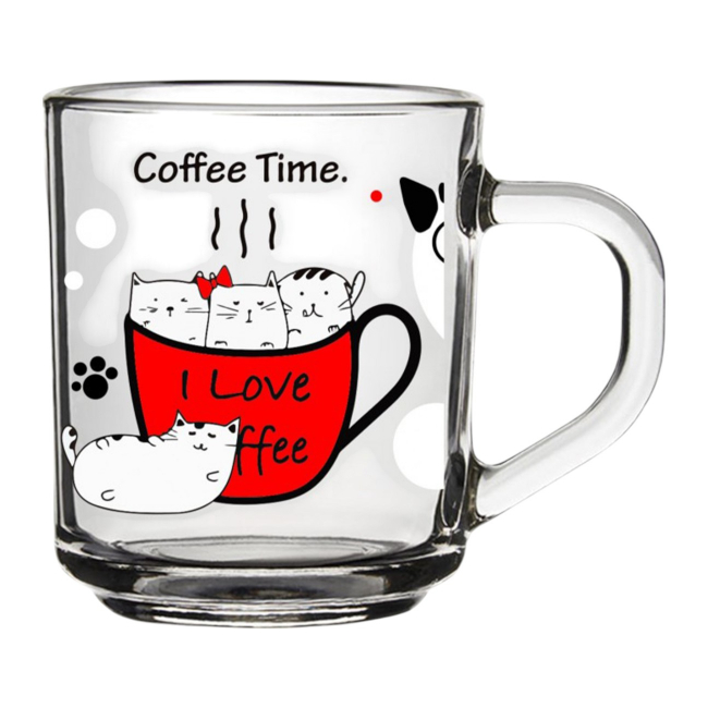 Set 6 Cani Sticla Model Coffee Time PISICI Kandil 246ml CNCT246K CNN50684
