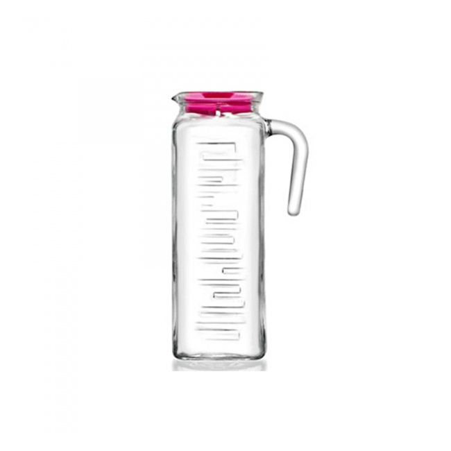 Set 6 Carafe sticla 1,2L cu capac plastic colorat ICE