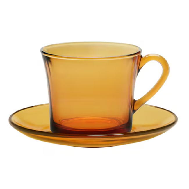 Set 6 cesti cafea ceai 6 farfurii sticla Ambar 180ml Duralex CNN50750