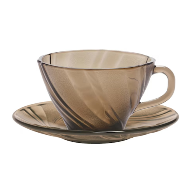 Set 6 cesti cafea ceai 6 farfurii sticla Rivage Creole 180ml Duralex CNN50749