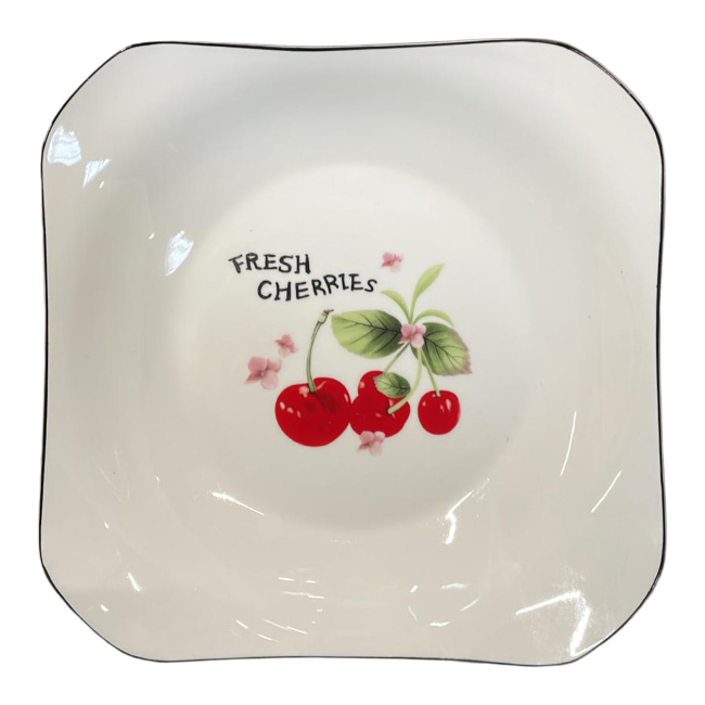 Set 6 Farfurii Adanci Ceramica Decor Cirese 19x19x3cm 115-3 NR.9 CNN52364
