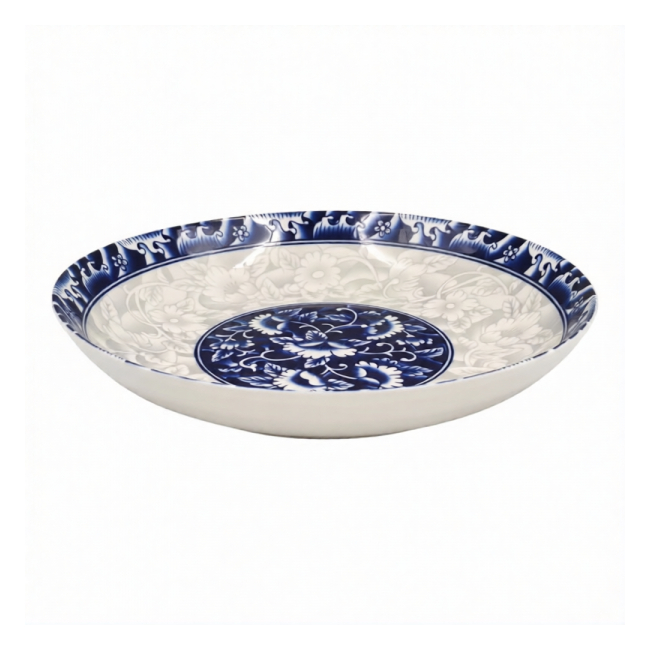 Set 6 Farfurii Adanci Ceramica Model Medalion Albastru 21cm DNC70105