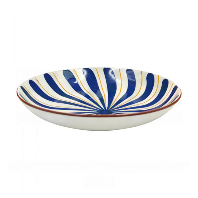 Set 6 Farfurii Adanci Ceramica Model Raze Albastre 21cm DNC70104