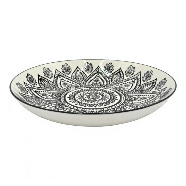 Set 6 Farfurii Adanci Ceramica Model Traditional Negru 21cm DNC64875