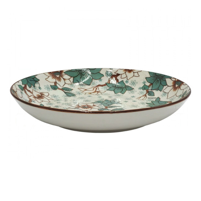 Set 6 Farfurii Adanci Cermica Model Floral Verde 21cm DNC64788