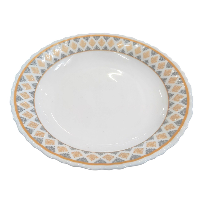 Set 6 Farfurii Adanci Opal Alb Model Ikkat 23cm CNN50163 DNC62770