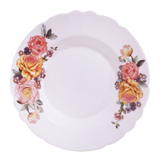 Set 6 Farfurii Adanci Opal Alb Trandafiri 23cm DEC009 LXBYSP-90 CNN33612