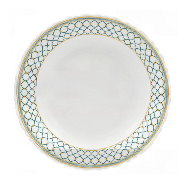 Set 6 Farfurii Adanci Selina Green Opal Alb cu Model Verde 23cm DNC63068