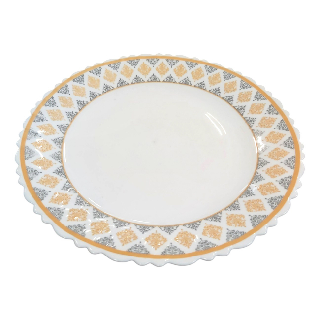 Set 6 Farfurii Desert Opal Alb Model Ikkat 19cm DNC62775
