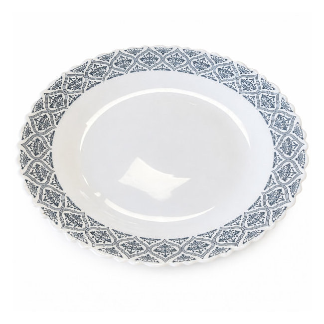 Set 6 Farfurii Intinse Mari Opal Alb Model Sivas Blue 26cm CNN52719