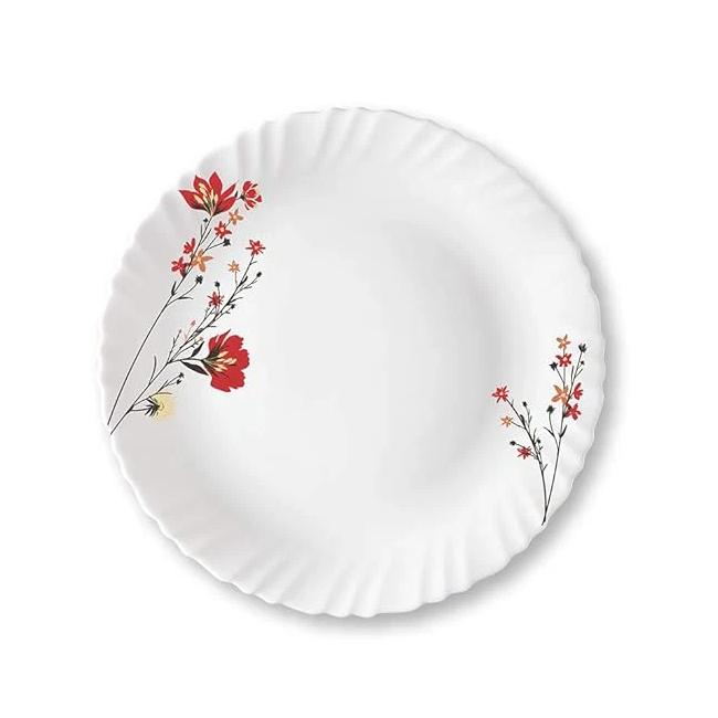 Set 6 Farfurii Intinse Opal Alb Model Chrys Red 26cm DNC51764