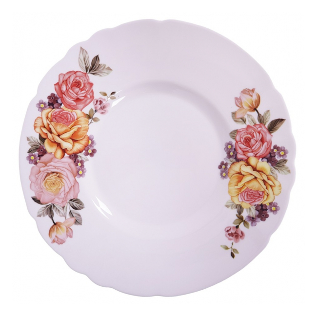 Set 6 Farfurii Intinse Opal Alb Trandafiri 25.5cm DEC009 LXBYQP-100 CNN33613