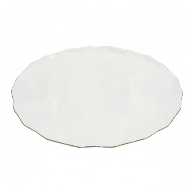 Set 6 Farfurii Intinse Opal Infinity Alb cu Margini Aurii 27cm DNC63272