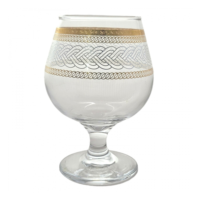 Set 6 Pahare Sticla cu picior Coniac 385ml Impletit Gold 1914 DNC58973,