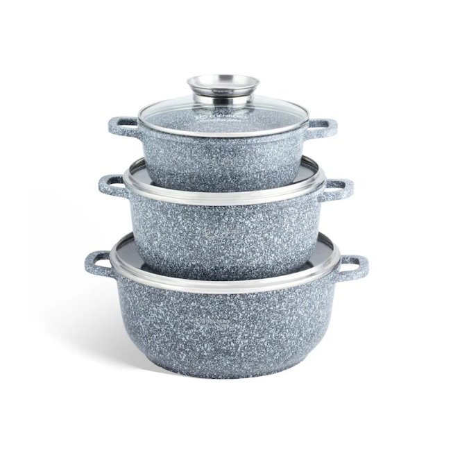 Set 6 Piese Cratite Aluminiu Capac Sticla 20 24 28cm Edenberg EB-8020 DNC57031
