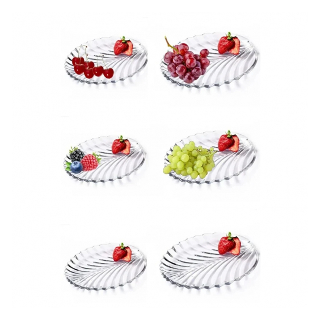 Set 6 platouri sticla model frunza Kaveh Santa 20cm DT1136GCL CNN41411