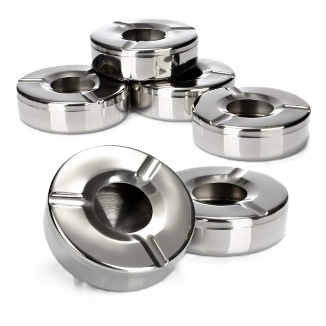Set 6 Scrumiere rotunde din Inox 11x3.5cm WEI DNC38280