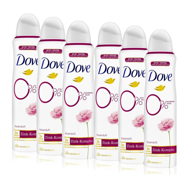 Set 6 x Spray Deodorant DOVE Zink ROSE Fara aluminiu 6x150ml 6xDNC60112