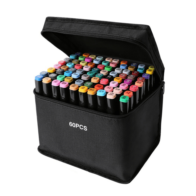 Set 60 Markere 2 capete subtire si gros geanta depozitare Multicolor Touch DNC66914