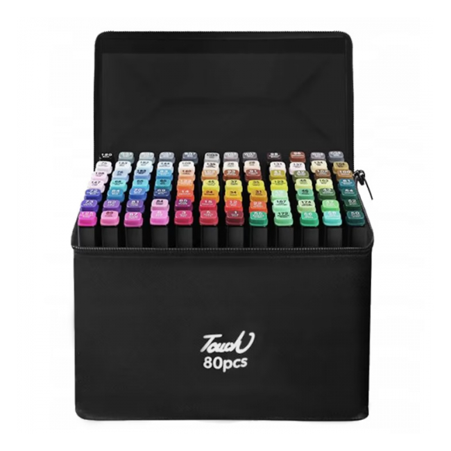 Set 80 Markere 2 capete subtire si gros geanta depozitare Multicolor Touch DNC66913