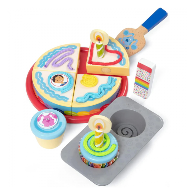 Set aniversar tort din lemn Melissa & Doug Blue’s Clues cu 38 de piese 33018 CWT