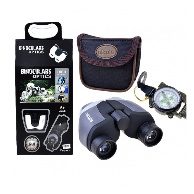 Set binoclu si busola pentru drumetii si activitati in aer liber Alb 80114-125 CWT
