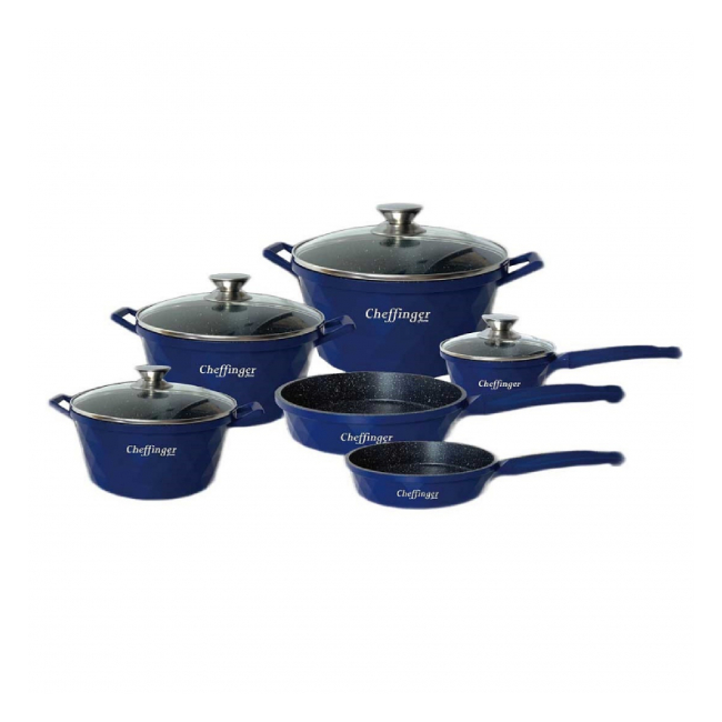 Set Bucatarie Cheffinger CF-DIAC12BLUE 6 Cratite Si 4 Capace Sticla