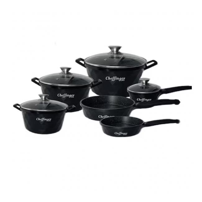 Set Bucatarie Cheffinger CF-DIACK12BLK 6 Cratite Si 4 Capace Sticla