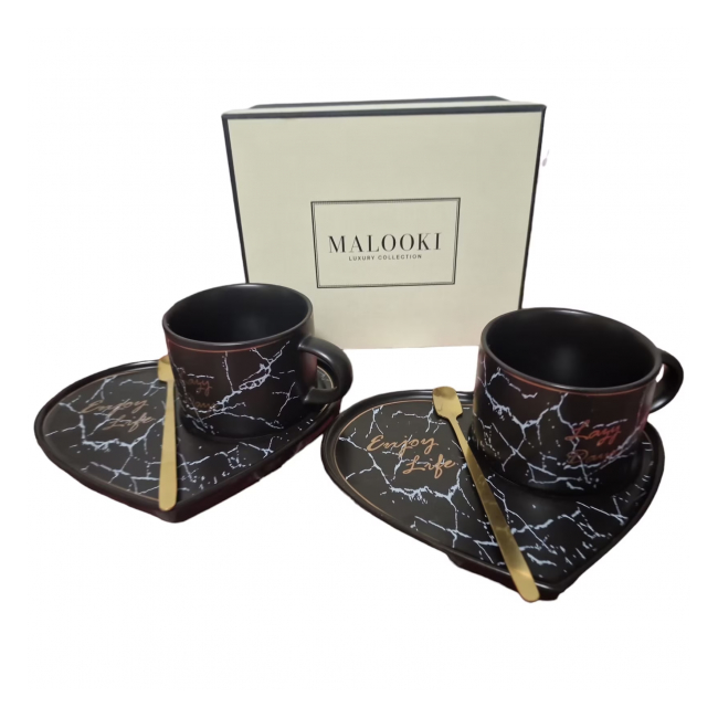 Set Cafea Romantic 2 Cesti 2 Farfurii 2 Lingurite Luxury 4461-2 DNC52911