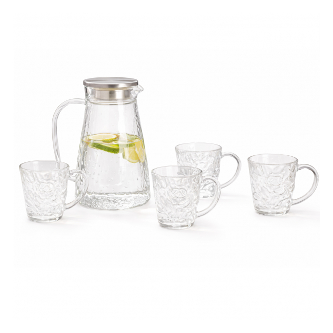 Set Carafa Limonada 1600ml cu 4 cani 295ml Sticla WEI A-16006 DNC66614