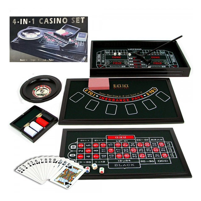 Set Casino 4 in 1 cu Poker, Black Jack, Craps si Ruleta