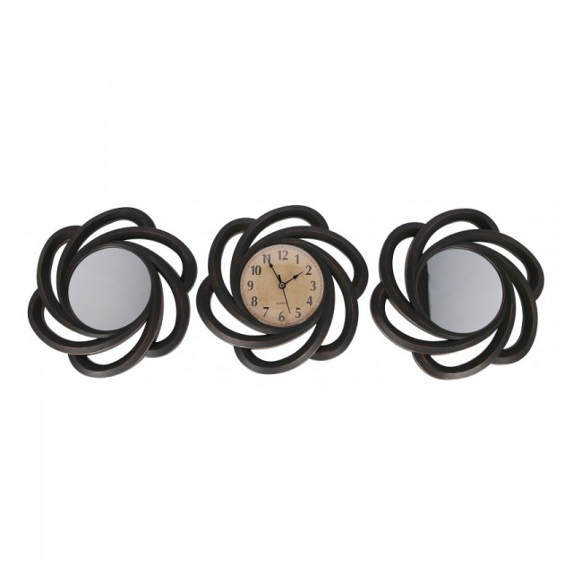 Set Ceas de Perete cu Doua Oglinzi Decorative Grunberg KLJ2930 Negru
