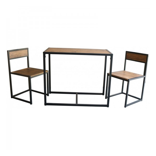 Set Compact Masa si 2 Scaune din Metal si MDF Grunberg SM3185