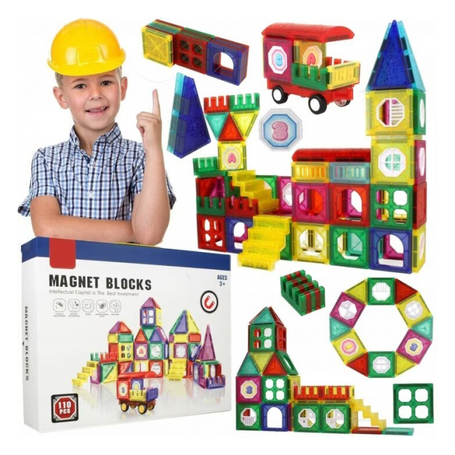 Set de constructie Magnet Blocks 3 ani+ 110 piese HD383A CWT