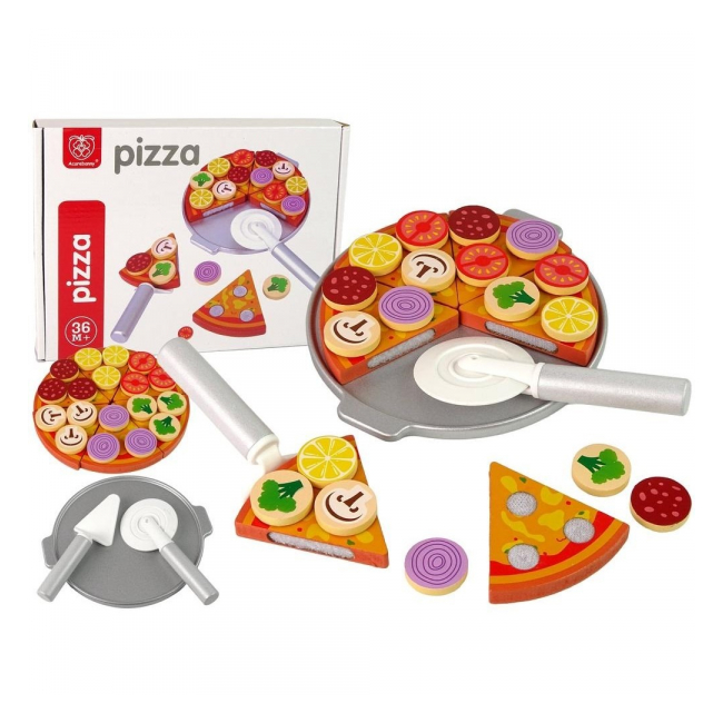 Set de Jucarii din Lemn pentru copii Servire Felii Pizza AK2822 CWT