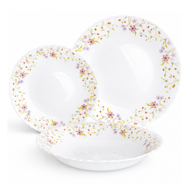 Set de Masa 12 Persoane 2x18 36 Farfurii Opal cu Flori Mici 2xLH7052A JGR