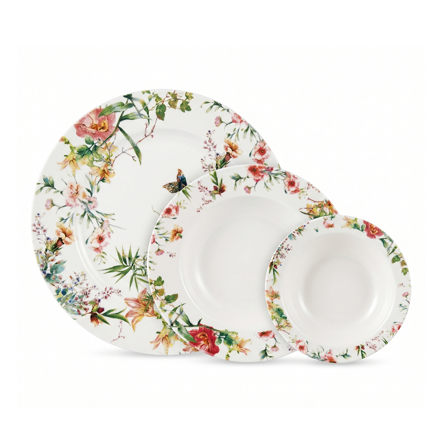 Set de Masa 12 Persoane 2x18 36 Piese Portelan Fin Flori 2xDS183TR JGR