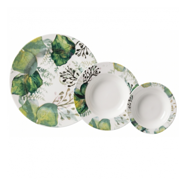Set de Masa 12 Persoane 2x18 36 Piese Portelan Fin Frunze 2xDS184TR JGR
