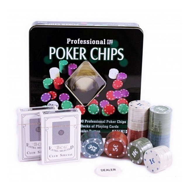 Set de poker 100 Chipuri marcate valoric Cutie Metalica