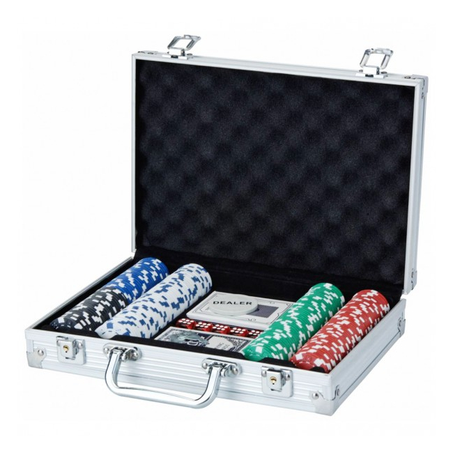 Set de poker 200 Chipuri Nemarcate in Cutie Aluminiu tip Servieta