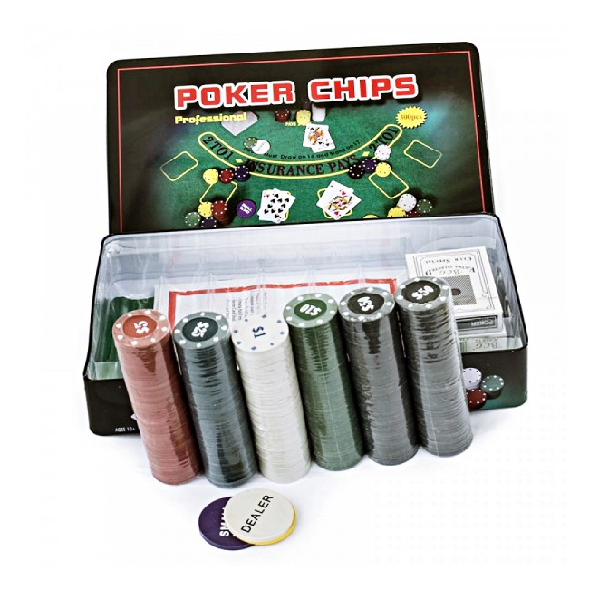 Set de poker 300 Chipuri marcate valoric Cutie Metalica