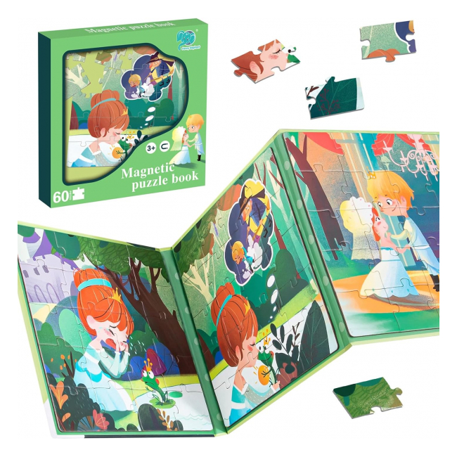 Set de puzzle magnetic Comic cu printesa verde 18x18cm 8526-12 CWT