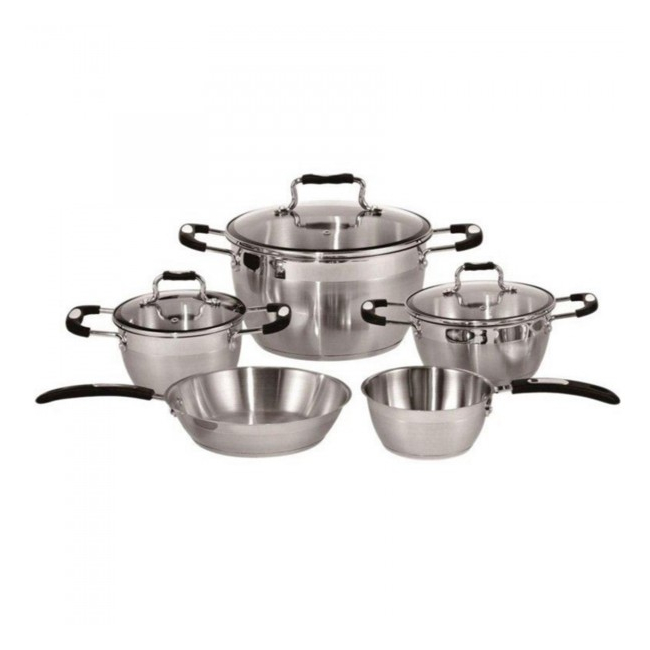 Set de vase inox cu capac de sticla 8 Piese Barton Steel BS65188