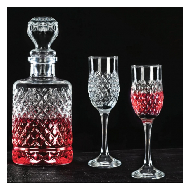 Set Decantor bauturi 1.2l cu 6 pahare sticla picior 200ml Turin Art DS0400GCL CNN46938