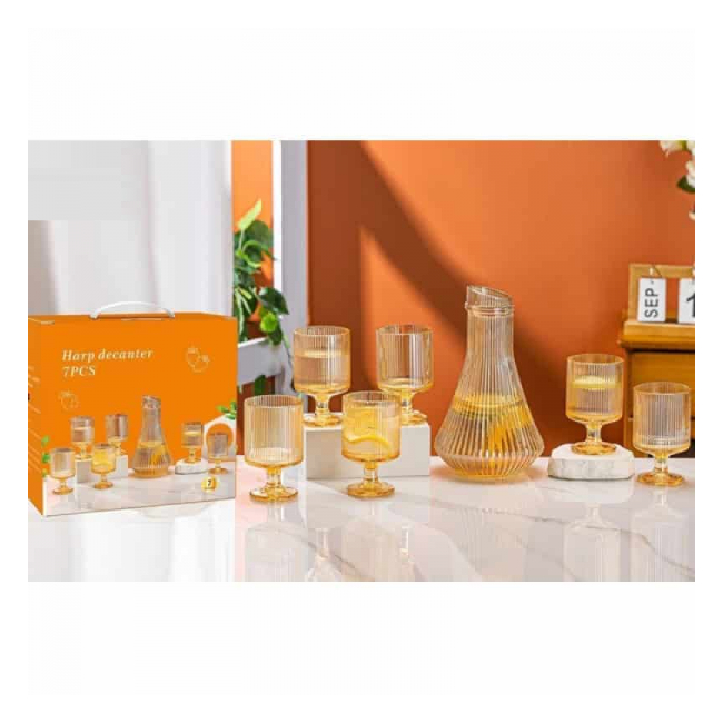 Set Decantor Limonada 1l cu 6 Pahare Sticla 200ml Wei A16498 DNC68097