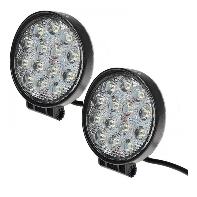 Set Doua Proiectoare SLIM LED Auto Offroad 14 LED 42W 12V/24V Rotund