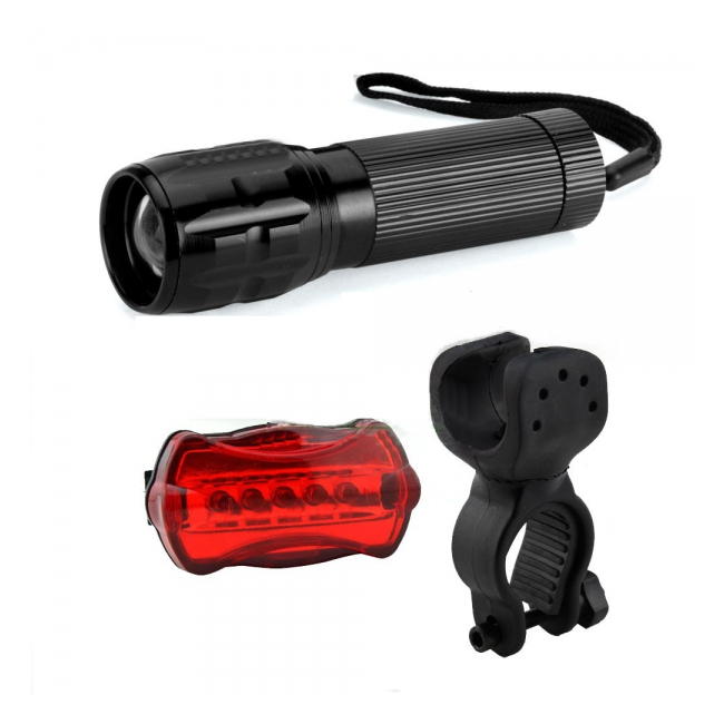 Set Lanterna LED 1W cu Zoom si Semnalizare Bicicleta Bailong