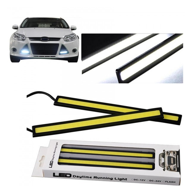 Set Lumini de zi DRL COB LED Pastila 17cm 6W Alb Rece 12V